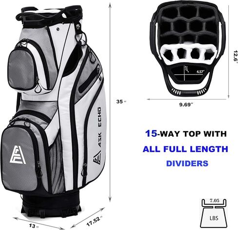 حقيبة عربة الجولف الفاخرة من ASK ECHO مع فواصل بطول 14 طريقة بالإضافة إلى أنبوب المضرب in Kuwait