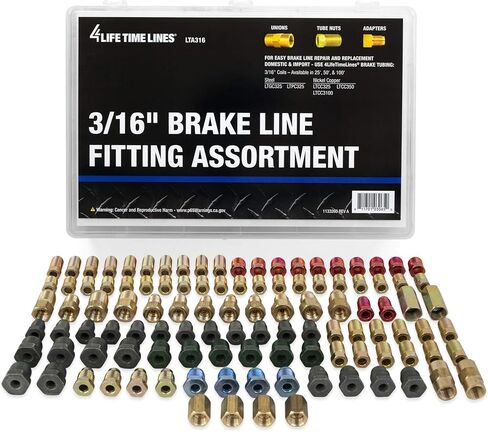 4LIFETIMELINES- 3/16" Metric Fitting Assortment Kit, Tube Nut, Union, Adapter, 9 Popular SKUs, 36 Pieces, 25 Tube Nuts, 4 Unions, 7 Adapters, Shatter Resistant Tackle Box, Brake Line Repair in Saudi Arabia