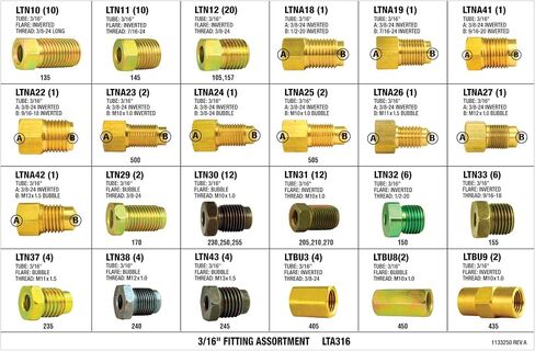 4LIFETIMELINES- 3/16" Metric Fitting Assortment Kit, Tube Nut, Union, Adapter, 9 Popular SKUs, 36 Pieces, 25 Tube Nuts, 4 Unions, 7 Adapters, Shatter Resistant Tackle Box, Brake Line Repair in Saudi Arabia