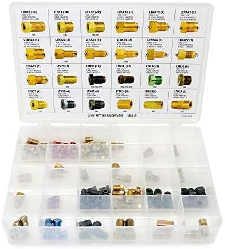 4LIFETIMELINES- 3/16" Metric Fitting Assortment Kit, Tube Nut, Union, Adapter, 9 Popular SKUs, 36 Pieces, 25 Tube Nuts, 4 Unions, 7 Adapters, Shatter Resistant Tackle Box, Brake Line Repair in Saudi Arabia