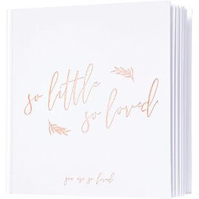 Calculs Baby Shower Picture Book Polaroid 'so little so loved' Party Guest Book Babies Scrapbook, White Cover, Rose Gold Foil Stamping, Blank White Pages