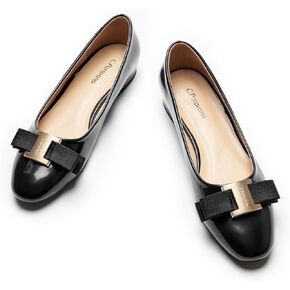 C.Paravano Women's Flats Bowknot Shoes Ballet Flats for Women Round Toe Flats Leather Shoes for Women Womens Shoes Dressy Casual Office