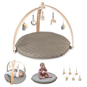 Baby Play Gym & Activity Mat with Toys Hanging - Baby Floor Playmat for Tummy Time, Motor Skills & Sensory Development - Newborn, Infant & Baby Gift