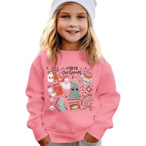Christmas Sweatshirt for Toddler Baby Girls Merry Xmas Shirt Cute Doodle Graphic Crewneck Pullover Top 1-5 Years