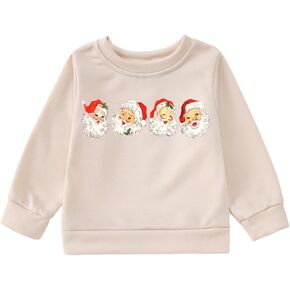 Toddler Boy Girl Christmas Sweatshirt Kid Xmas Santa Graphic Shirt Tops Baby Long Sleeve Crewneck Winter Clothes