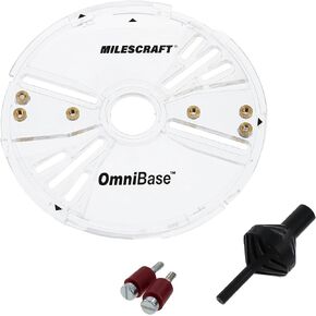 Milescraft 6202 Omni Base – Universal 7" Router Base Plate, Mounting Wings Adjust to Any Router, Clear Design Improves Visibility, Includes Centering & Mortise Pins. Fits 1-3/16" Porter Cable Bushings