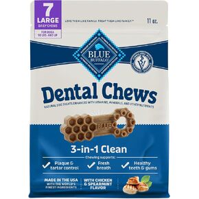 Blue Buffalo Large Dental Chews for Dogs, Daily Dental Care Dog Treats Made in The USA with Natural Ingredients, Chicken & Spearmint (44-oz. Box, 28 Count)