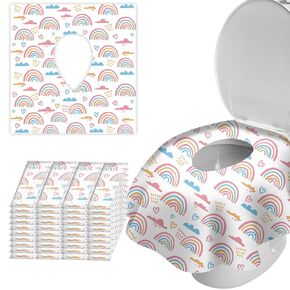 100 Pack Disposable Toilet Seat Covers for Bathroom, Extra Large XL Size Waterproof Covers for Toddler Potty Training, Individually Wrapped Portable for Adults Kids Travel Trip Airplane -PK+BU