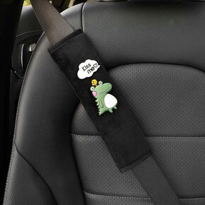 Car Seat Belt Cover Stocking Stuffers Cute Fluffy Pig Frog Sheep Dinosaur Safety Seatbelt Shoulder Pad Auto Accessory Neck Cushion Protector Seatbelt Shoulder Protector Nice Gift (Frog)