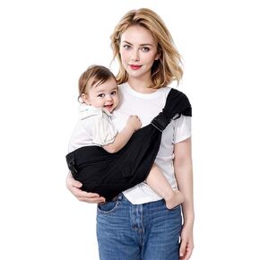 Baby Sling Carrier Toddler Carrier Boys Girls Newborn to Toddler Essentials Safety Non-Slip Baby Half Wrapped Sling Hip Carrier Black