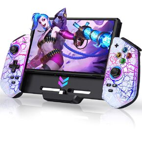 Switch Controllers for Nintendo Switch/OLED, Switch Joypad Replacement for Handheld Mode - USB-C Plug & Play Switch Pro Controller, One-Piece Joypad Switch with Hall Joystick/RGB/4 Game Slot/Dual Motor