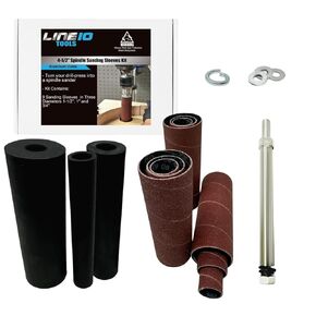 LINE10 Tools 4-1/2 Inch Long Spindle Sander Attachment Kit for Drill Press Sanding Drum and Sleeve Kit, 3/8 Inch Shank, 60, 80 and 120 Grit