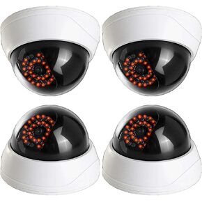 MaximalPower Fake CCTV Security Dummy Dome Camera with Red LED Light for Home, Shop, Business, etc. (4 Pack)