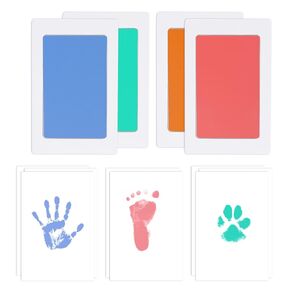 4-Pack Inkless Hand and Footprint Kit, Baby Footprint Kits, Clean Touch Baby Handprints and Footprints Kits,No Mess Ink Pad for Baby Hand and Footprints,Dog Paw Print Kit (Black)