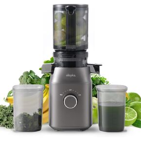 Juicer Machines, Olayks Cold Press Juicer with 4.3" Large Feed Chute Fit Whole Fruit and Vegetable, Masticating Machine with Juice Recipe, Self Feeding Effortless for Batch Juicing, Easy to Clean,Gray