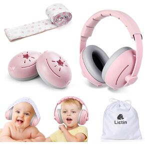 Lictin 2-in-1 Baby Earmuffs Noise Protection, Infant Noise Cancelling Headphones, Star Noise Reduction Earmuffs for Babies