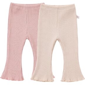 2 Pack Baby Girl Flare Pants Toddler Ribbed Bell Bottoms Solid Pants Kids Fall Winter Outfits
