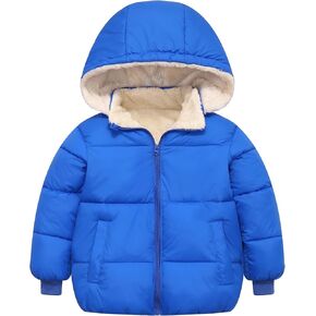 معاطف شتوية للأطفال الأولاد والبنات للأطفال الرضع والرضع سترة منتفخة خفيفة دافئة وسميكة بقلنسوة لمدة 2-7 سنوات in Kuwait