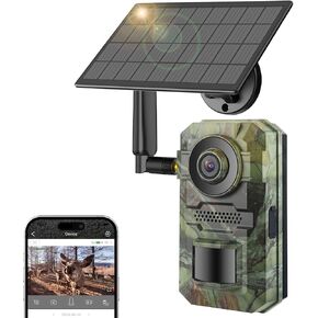 Cellular Trail Cameras, 2.7K Live View Game Cameras Built-in 4G LTE SIM Card, Night Vision Motion Activated, 0.2s Trigger Speed, 5W Solar Powered, IP65 Water-Resistant Hunting Accessories