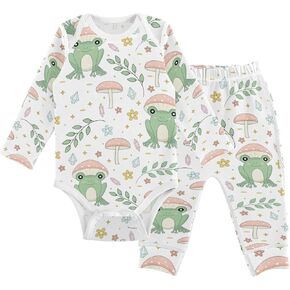 vvfelixl Baby Bodysuits Pants Sets Border Collie Dog Long Sleeve Baby Clothes For Boys Girls 0-24 Months Cow Pattern