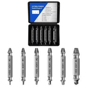 Damaged Screw Extractor Set&Bolt Extractor kit & Stripped Screws Nuts & Bolts, Easy Removal of Rusty & Broken Hardware, 6PCS HSS Removal of Rusty Broken Hardware/Screw Extractor