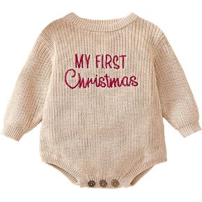 My First Christmas Baby Girl Boy Sweater Romper Knit Oversized Pullover Sweatshirt Newborn Winter Clothes