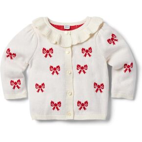 Janie and Jack Baby Girls' Bow Icon Ruffle Cardigan (Infant)