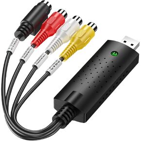 VHS C to DVD VCR Capture Card,2.0 USB VHS to Digital Converter,AV to USB Convert Analog to Digital,for RCA to USB-Convert VHS Mini DV VCR Hi8 DVD to Digital for MAC Windows Vista (USB Adapter)