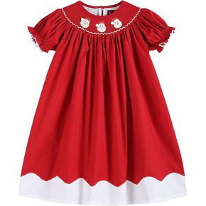 Lil cactus Baby and Girls Christmas Smocked Bishop Dress