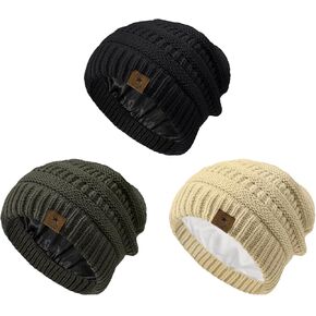Century Star 3 Pack Baby Winter Hat Satin Lined Baby Beanie for Boys Girls Warm Knit Infant Toddler Hats Cap