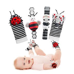 Infinno High Contrast Baby Socks and Wristband Set, Ideal Baby Gifts for Newborn Infants 0-12 Months, 0-12 Months Boys and Girls As Baby Shower Gifts