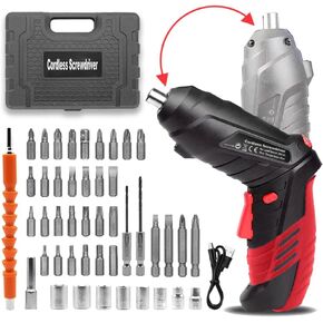 Cordless Power Screwdriver Electric Screwdriver Rechargeable Set, Battery Powered Screwdriver Kit Including 46pcs Bits, Pivoting Handle and LED Lights Small Drill with Portable Carrying Case