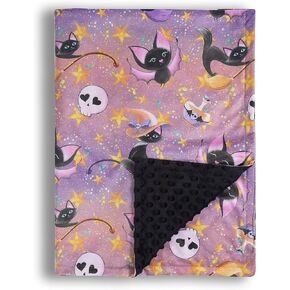 Baby Blanket for Boys Girls Soft Minky with Double Layer Dotted Backing, Halloween Printed 30 x 40 Inch Receiving Blanket (Halloween bat)