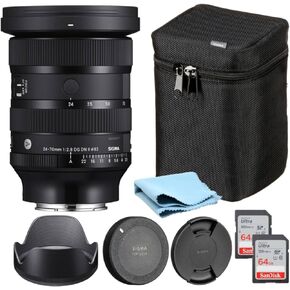 Sigma 24-70 DG DN II Art Lens (Sony E) Bundle. Travel Case, Lens Caps,2X 64GB Memory Card, Lens Hood and Strap in Saudi Arabia