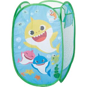 Idea Nuova Baby Shark Pop Up Hamper Storage Bin with Durable Carry Handles, 21" H x 13.5" W X 13.5" L