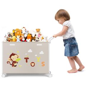 BBLIKE Toy Box for Living Room Area, Large Toy Chest for Toddlers, Extra Toy Storage Organizer on Wheels, Baby Toy Box for Girls Boys (Black)
