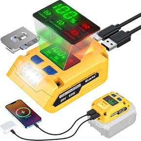 Battery Charger for DeWALT 20V Battery: with USB Wall Charging Adapter - 65W Portable Charger Adapter 20v for Battery Charge,Phone,Laptop Computer,Soldering Iron(Bare Tool Only)