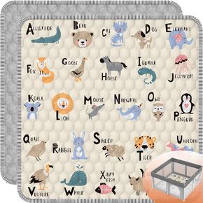 Baby Play MAT 50" X 50"，High Quality Cotton Filling, Thickened Anti-Slip Baby Mat for Floor Playpen, Foldable and Machine Washable Baby Crawling Mat.