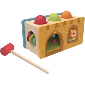 Little Castle Pound and Roll Toy | 12+ Months | Thick Wood | Size 9" x 5" x 5" | Fine Motor Skill Development | Multifunction Design | Playtales Included |
