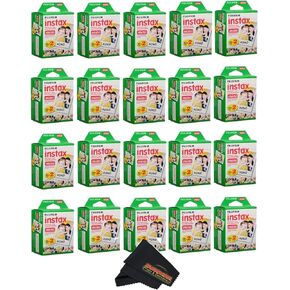 Fujifilm Instax Mini Instant Camera Film for Mini Instant Cameras - Capture Memories Anytime, Anywhere with Sunshine Photo Microfiber Cleaning Cloth... (2 Pack (40 Sheets Total))