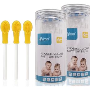 Baby Tongue Cleaner Newborn Toothbrush - 30 Pcs Disposable Silicone Infant Oral Cleaner for Tongs, Gum, Toddler Cleaning Teeth Brush for Milk Build Up