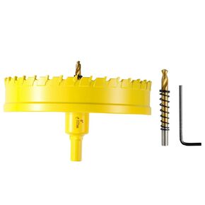 6"(152MM) TCT Hole Saw Kit Upgrade Heavy Duty Carbide Hole Saw Drill Bits with Titanium-Plated Pilot Drill bit for Hard Metal,Alloy,Aluminum,Stainless Steel,Plastic,Iron