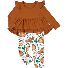 Toddler Baby Girl Christmas Outfit Print Long Sleeve Sweatshirt Flared Pants Bell Bottoms 2 Piece Clothes Set