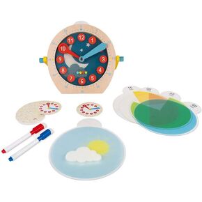 Janod Learn to Tell Time - Wooden Educational Teaching Clock - Ages 5+ - J05076