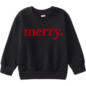 Merry Christmas Sweatshirt for Toddler Baby Girl Boy Merry Letter Chenille Patch Shirts Long Sleeve Winter Clothes