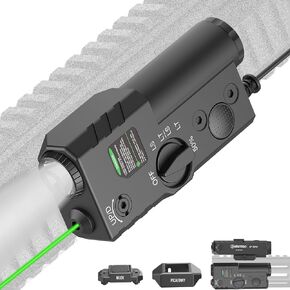 DEFENTAC Mlok and Picatinny Mounted Green/IR Laser and White/Infrared Flashlight Combo(4-in-1), 1450lm Light with Remote Pressure Switch for Rifle, Aluminum, Rechargeable