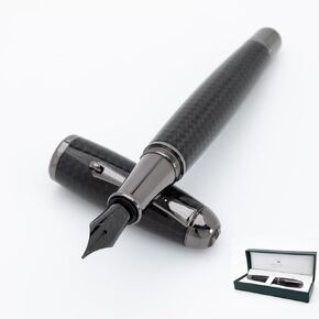 MONTEVERDE USA Super Mega Carbon Fiber/Gunmetal Trim Fountain Pen - Omniflex Nib - Exquisite Luxury Pen for Men & Women – Perfect for Office, Business, School, Gifts, Journaling, Autographs