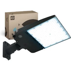 ASD LED Parking Lot Light Fixture | 100-200W 33500LM 3000-5000K 100-277V IP66 | 3CCT, Dimmable, Photocell, Waterproof, DLC, UL Listed | Dusk to Dawn Outdoor Lamp, Shoebox Area Lighting | Black