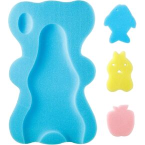 PandaEar Baby Bath Sponge Infant Soft Bath Sponge Mat, Baby Bath Mat Newborn Odor Free Bath Cushion, Blue