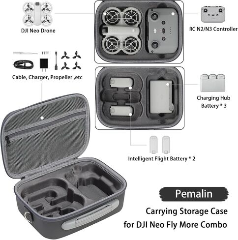 Neo Case, Portable Hard Storage Neo Travel Shoulder Bag for DJI Neo Fly More Combo Drone and Accessories (Grey) in Saudi Arabia